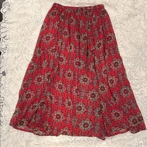 Hollister Red Paisley Maxi Skirt size Xs lined